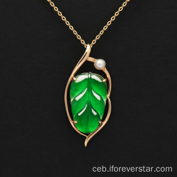 Ping usa ka dahon nga natural nga emerald pendant